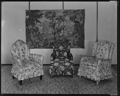 Three floral chairs