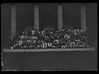 Large group of students on steps