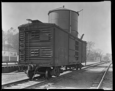 C&O (Chesapeake & Ohio) freight car at water                             tower