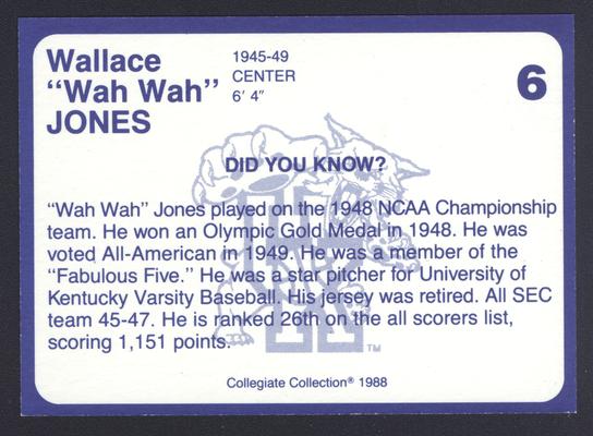 Kentucky's Finest #6: Wallace Jones (1945-49), back
