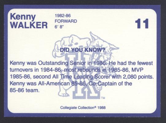 Kentucky's Finest #11: Kenny Walker (1982-86), back