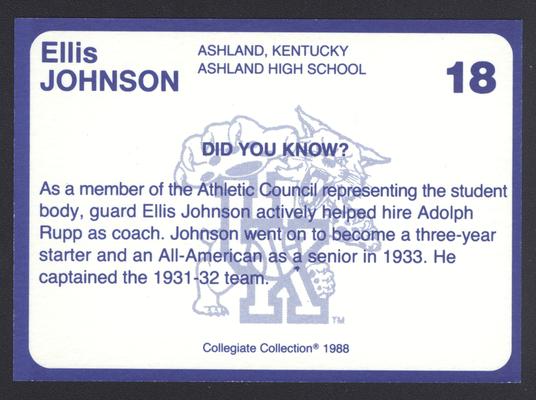 Kentucky's Finest #18: Ellis Johnson (1930-33), back