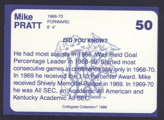 Kentucky's Finest #50: Mike Pratt (1966-70), back