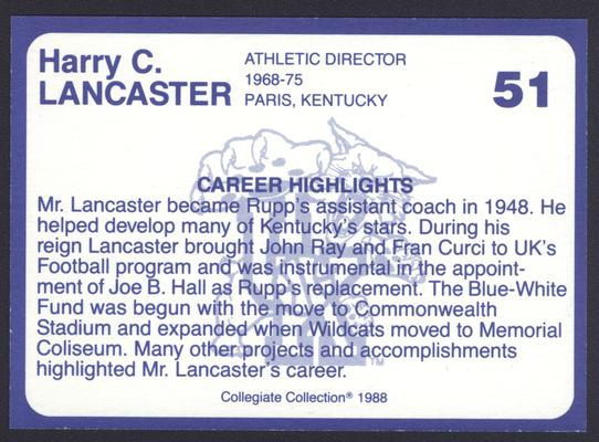 Kentucky's Finest #51: Harry C. Lancaster, back