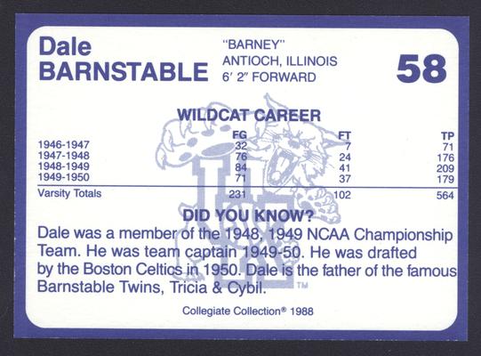 Kentucky's Finest #58: Dale Barnstable (1946-50), back