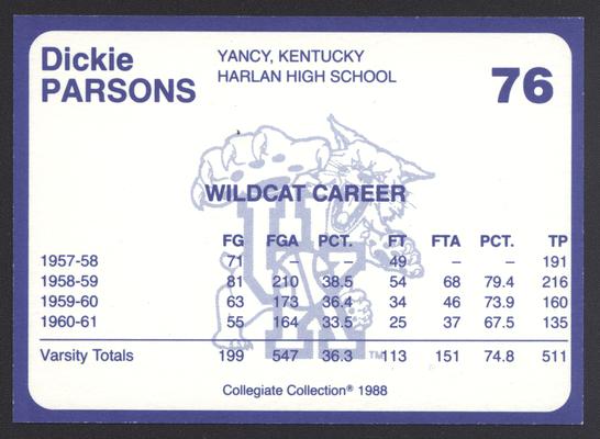 Kentucky's Finest #76: Dickie Parsons (1957-61), back