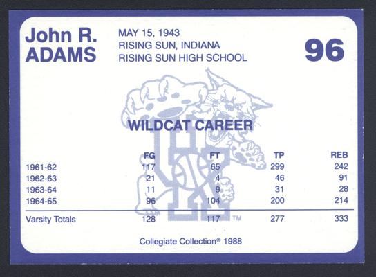 Kentucky's Finest #96: John R. Adams (1961-1965), back