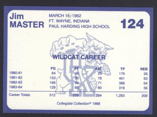 Kentucky's Finest #124: Jim Master (1980-1984), back