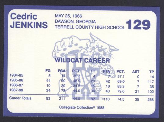 Kentucky's Finest #129: Cedric Jenkins (1984-1988), back