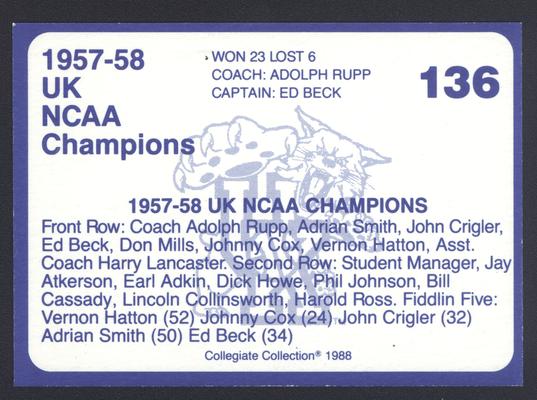 Kentucky's Finest #136: '57-'58 team, back