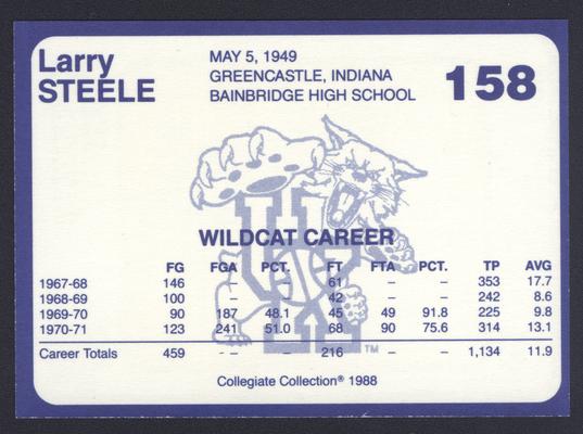 Kentucky's Finest #158: Larry Steele (1967-1971), back