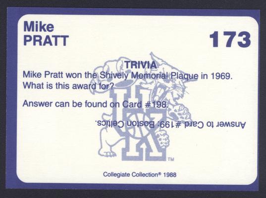 Kentucky's Finest #173: Mike Pratt (1966-1970), back