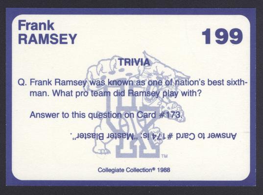 Kentucky's Finest #199: Frank Ramsey (1950-1954), back