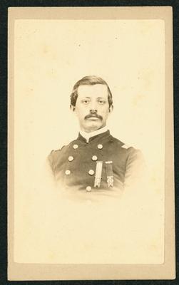 Lieutenant Colonel George Meikle, U.S.A.; namesake of Fort Meikle, Petersburg, VA.                              Lt. Col. Meikle, killed at Petersburg noted on album page