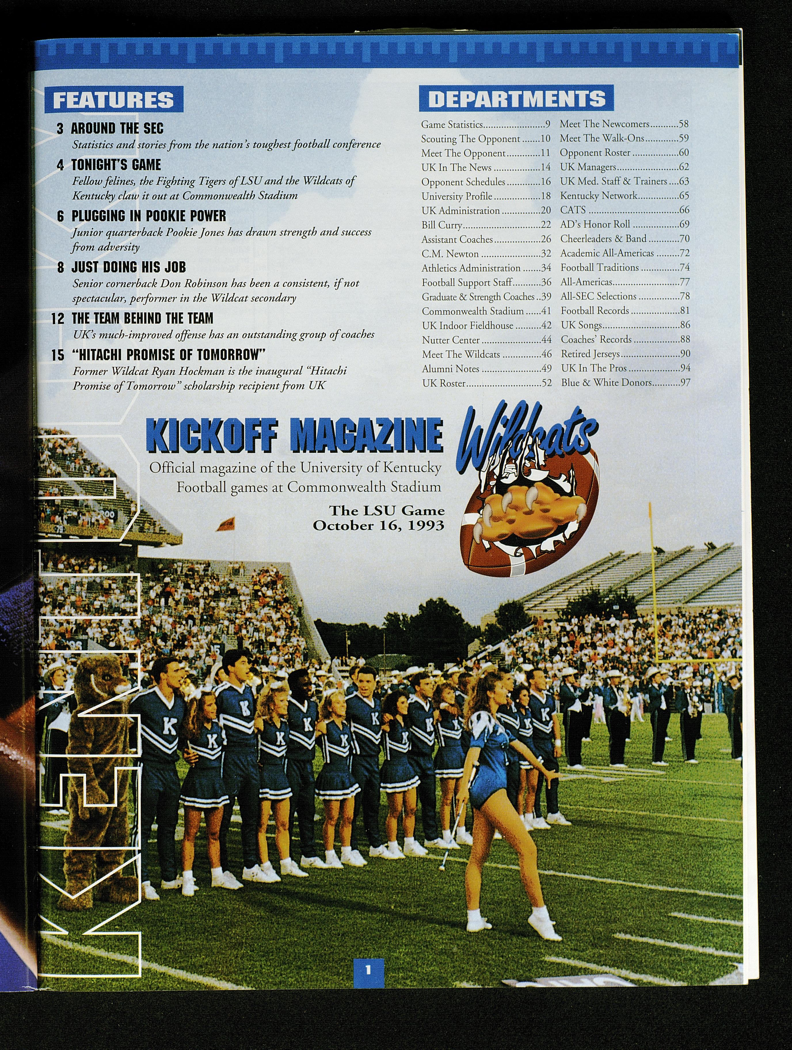 Kickoff Magazine, University of Kentucky vs. Louisiana State 