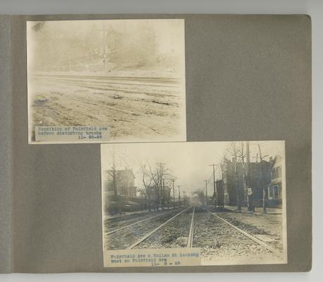 First image: Condition of Fairfield Ave before disturbing tracks // Second image: Fairfield Ave & Hallam St looking west on Fairfield Ave Newport, Kentucky