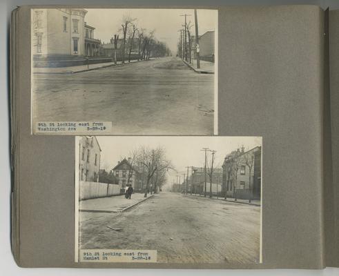 First image: 9th St looking east from Washington Ave // Second image: 9th St looking east from Hamlet St Newport, Kentucky