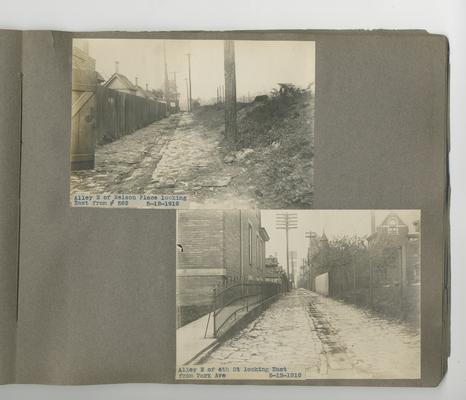 First image: Alley N of Nelson Place looking East from #560 // Second image: Alley N of 4th St looking East from Park Ave Newport, Kentucky