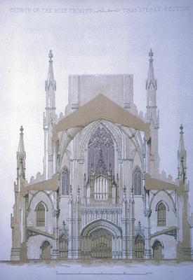 Church of the Holy Trinity - Note on slide: Section. Lafever / The Architecture Instructor 1856