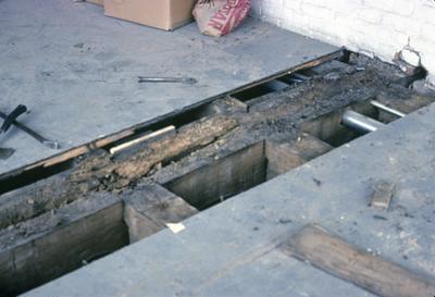 Liberty Hall - Note on slide: Exposed beam in floor of rear gallery