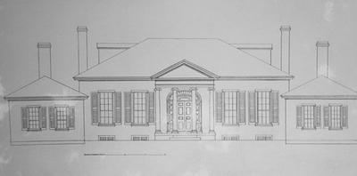 Rose Hill - Note on slide: Restored elevation. North Limestone. Drawing by Clay Lancaster