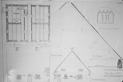 Jean Hasbrouk House - Note on slide: Plan and elevation. Donner Millar architectural restoration. March, 1926