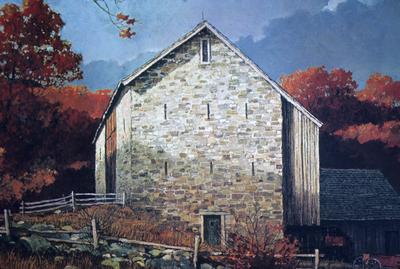Pennsylvania Bank Barn - Note on slide: Painting by Eric Sloane from An Age of Barns