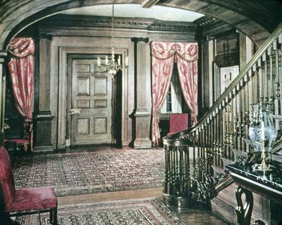 Carter's Grove - Note on slide: Stairhall. Photograph by R. Pratt in Ladies' Home Journal