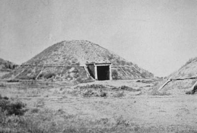 Mandan Earth Lodge - Note on slide: News from Home, 1944