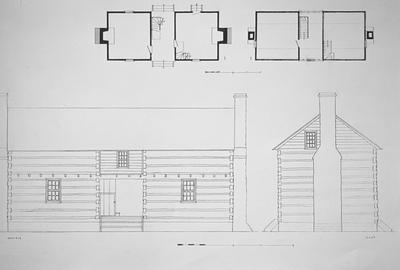 Dogtrot House - Note on slide: Deer Creek Pike. Elevations and floor plans restored by Clay Lancaster