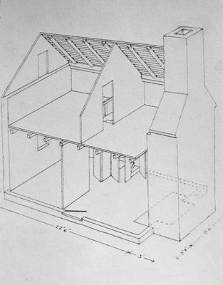Mefford's Fort - Note on slide: Cut-away section. Drawing by Clay Lancaster