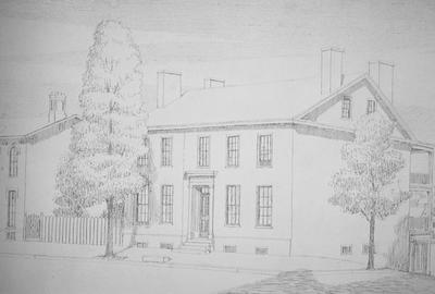 David Dodd House - Note on slide: High at Upper. Drawing by Clay Lancaster