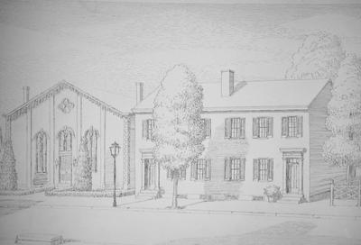 Asbury Church - Note on slide: High Street. Drawing by Clay Lancaster