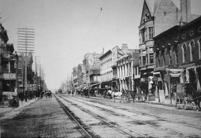 Main Street Lexington - Note on slide: Phoenix Hotel on left. Art works of the Bluegrass 1898