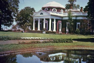 Monticello - Note on slide: West front and fish pond