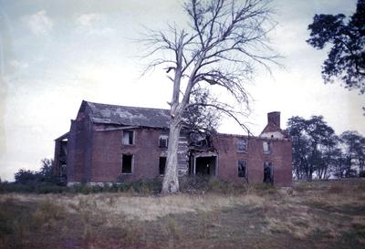 Log and Brick House - Note on slide: Exterior View of House and Tree