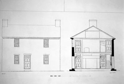John McGee House - Note on slide: Restored Elevation and Cross Section sketch
