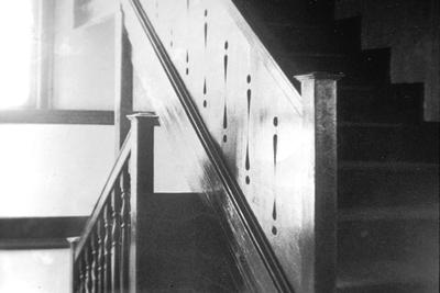William Whitley house stairs to garret - Note on slide: Interior view of staircase, house near Crab Orchard, KY
