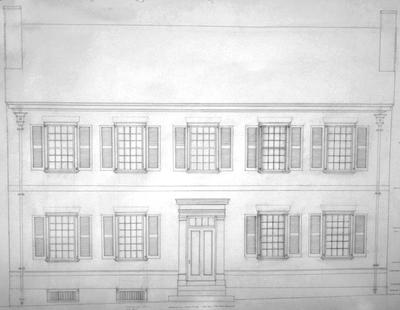 7000 house (Mary Todd Lincoln house) - Note on slide: Front elevation. L.L. Restoration drawing
