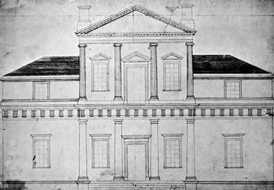 Monticello facade drawing - Note on slide: Jefferson's facade drawing