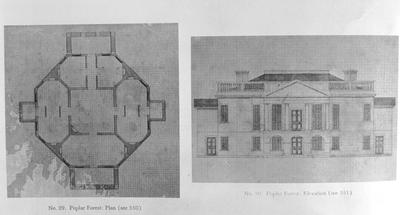 Poplar Forest building - Note on slide: Drawings. Thomas Jefferson?s architectural drawings / compiled and with commentary and a check list by Frederick Doveton Nichols. Boston : Massachusetts Historical Society ; Charlottesville : Thomas Jefferson Memorial Foundation and The University Press of Virginia, 1984, c1961. PP. 350-351