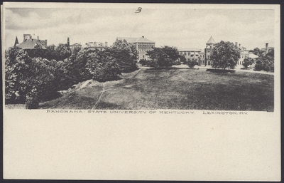 Panorama of State University of Kentucky with Gillis Building, Heating Plant, White Hall, Neville Hall, Miller Hall, Engineering Quadrangle and Mechanical Hall