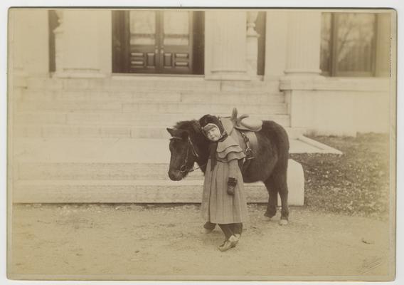 Clara D. Bell with Shetland pony, Booky