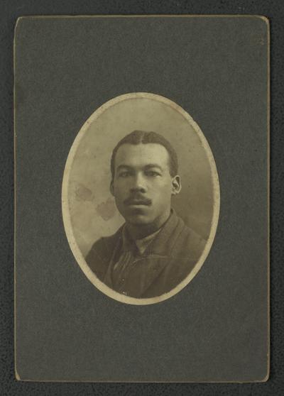 Portrait of an unidentified black man [T. Sweat?], note on back reads T. Sweat [sic] to M. J. Allen