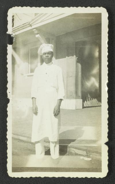 F.A. Wilson in chef's uniform, Father at Pensacola [illegible]