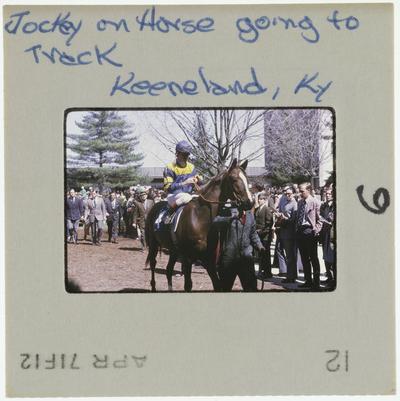 Jockey on Horse going to Track Keeneland Kentucky