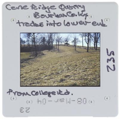 Cane Ridge Quarry, Bourbon County, Kentucky, trades into lower end from College Road