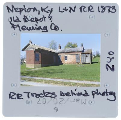 Nepton, Kentucky L&N Railroad 1873, Old Depot? Fleming County Railroad tracks behind photograph