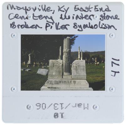 Maysville, Kentucky, East End Cemetery, Winter Stone, Broken Pillar, Symbolism