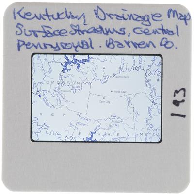 Kentucky Drainage Map Surface Streams, Central Pennyroyal Barren County